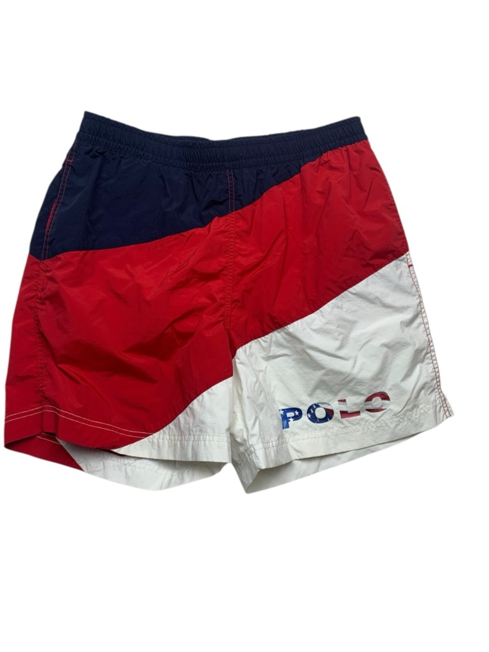 Polo sport size large swim trunks blue white red USA Colorblock Men’s